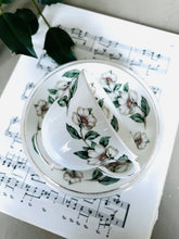 Load image into Gallery viewer, Vintage crown Staffordshire white rose teacup trio
