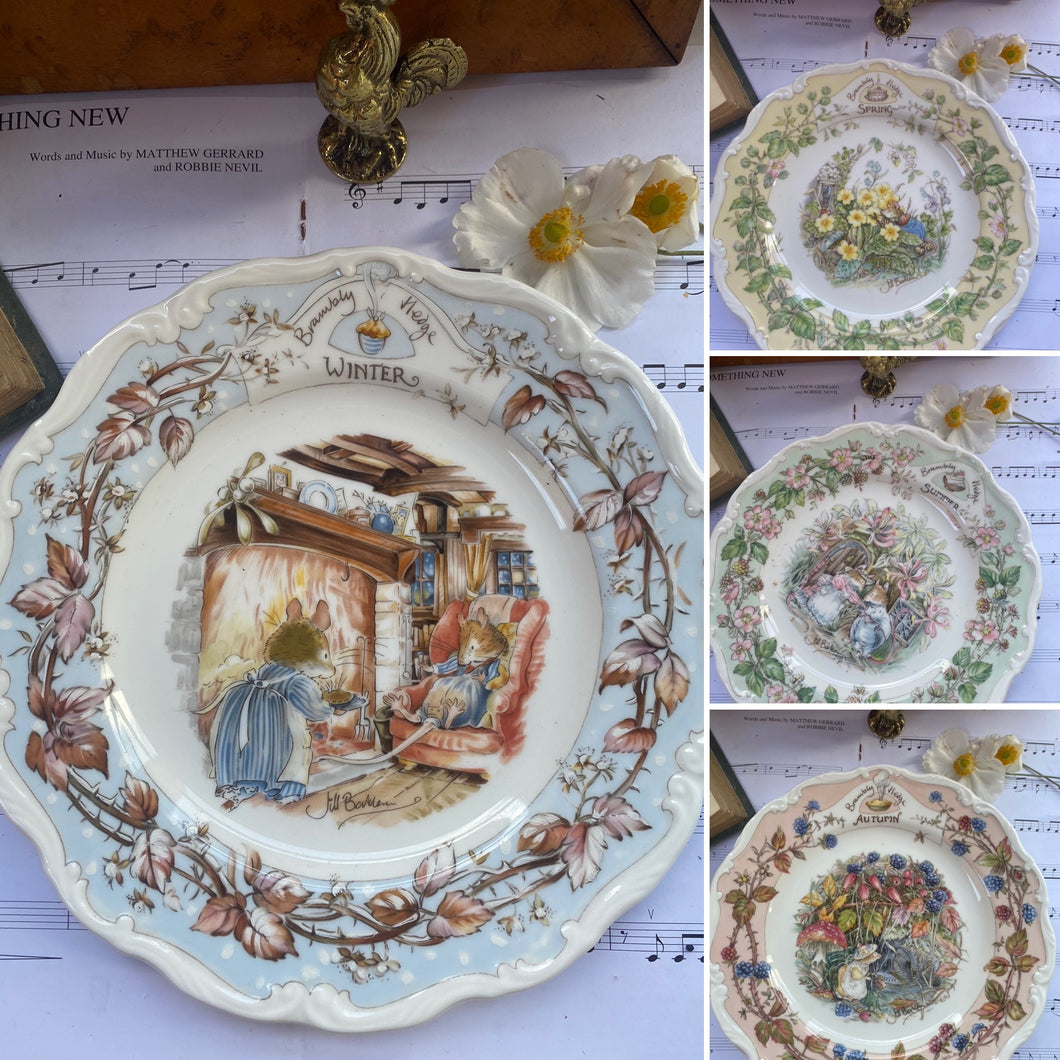 Set of 4 Bramley Hedge decorative plates Spring Summer Autumn Winter