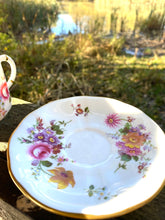 Load image into Gallery viewer, Royal Crown Derby Coffee cup and saucer in the Posies pattern
