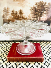 Load image into Gallery viewer, Original glass 1930s glass cake stand 23cm wide 16cm high
