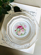 Load image into Gallery viewer, Set of 4 vintage ribbon tea plates with a matching ribbon cake plate
