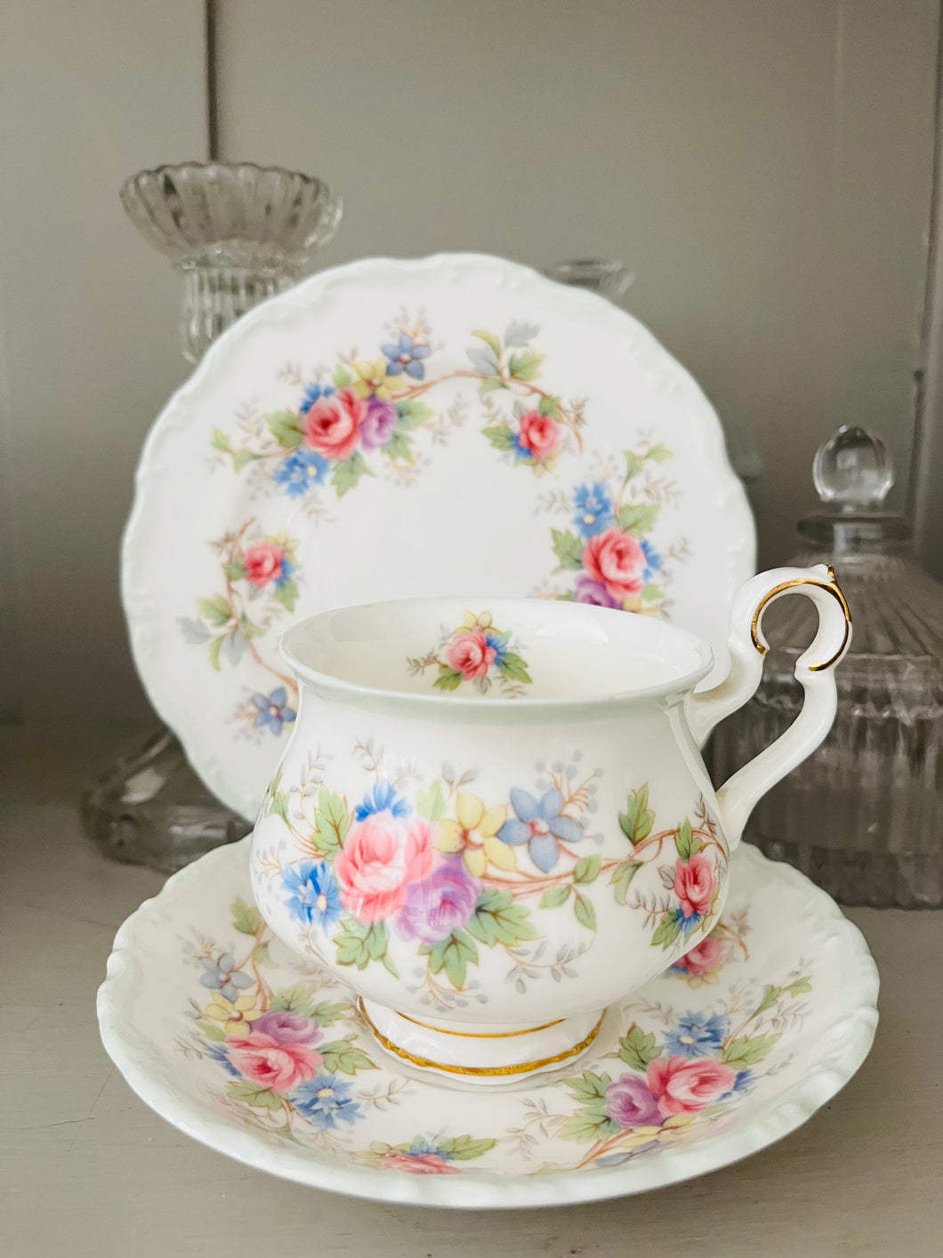 Rare Royal Albert teacup trio ‘Colleen’ Victoria teacup shape