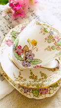 Load image into Gallery viewer, Tuscan china 1940s floral teacup trio
