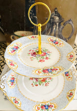 Load image into Gallery viewer, Two tier cake stand made with original vintage plates

