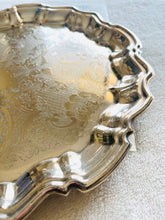 Load image into Gallery viewer, Silver plated engraved tray with fluted edges 36cm by 27cm
