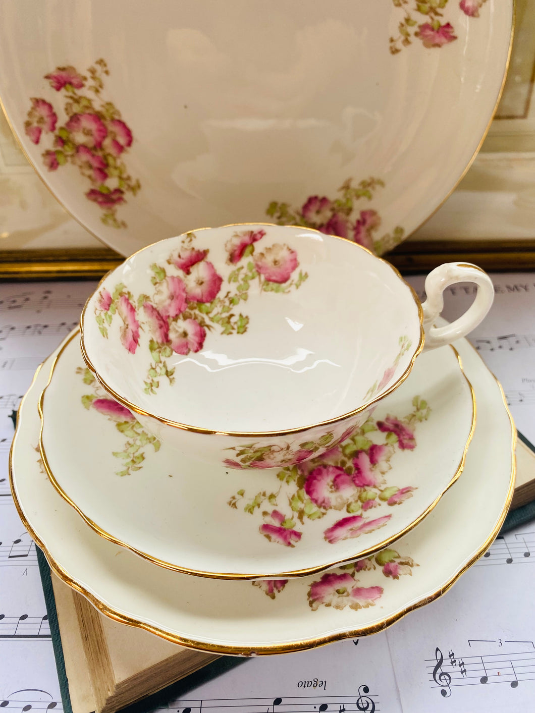 Antique Aynsley china teacup trio