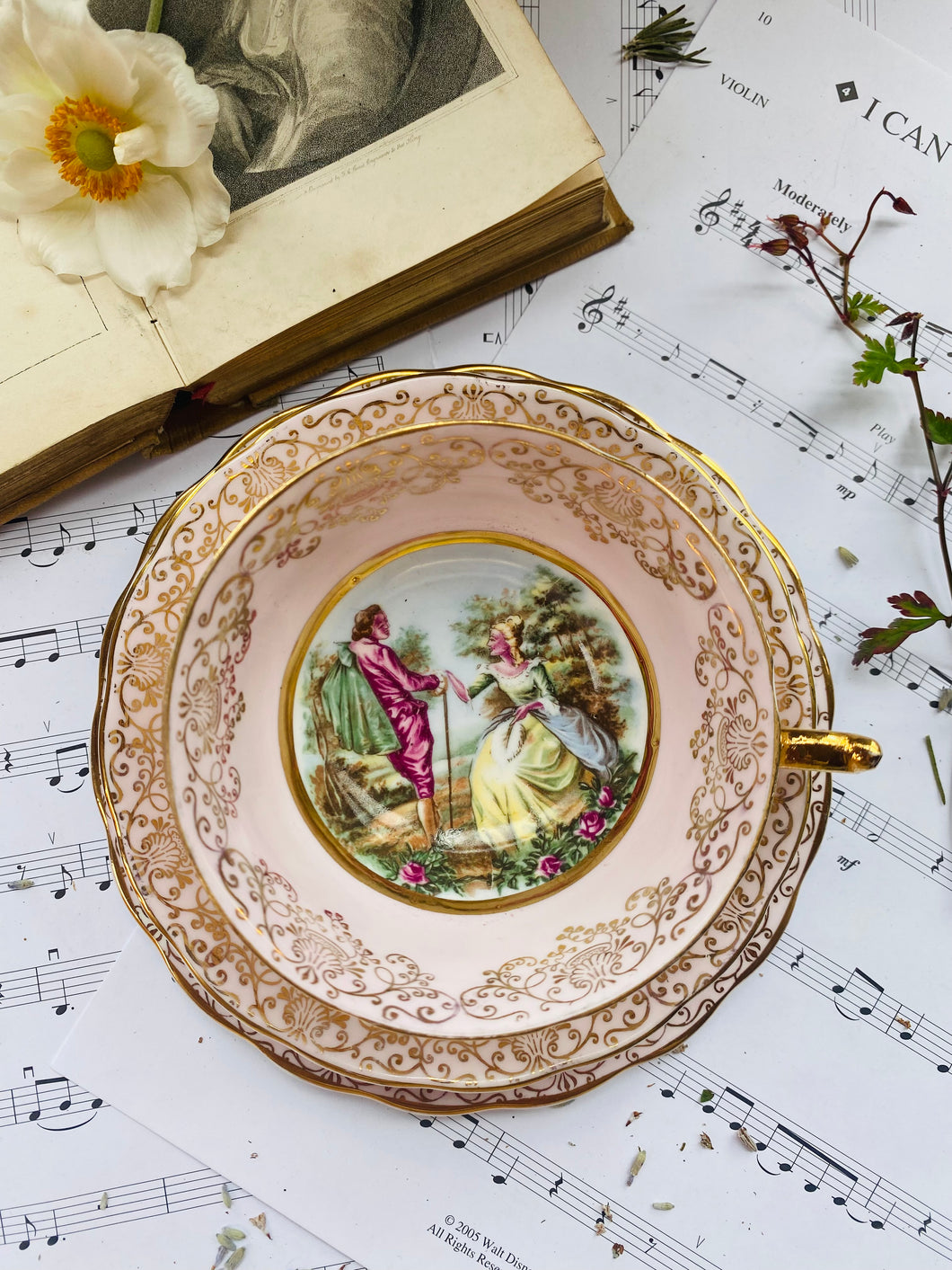 Imperial china vintage teacup trio with 22k gold detailing