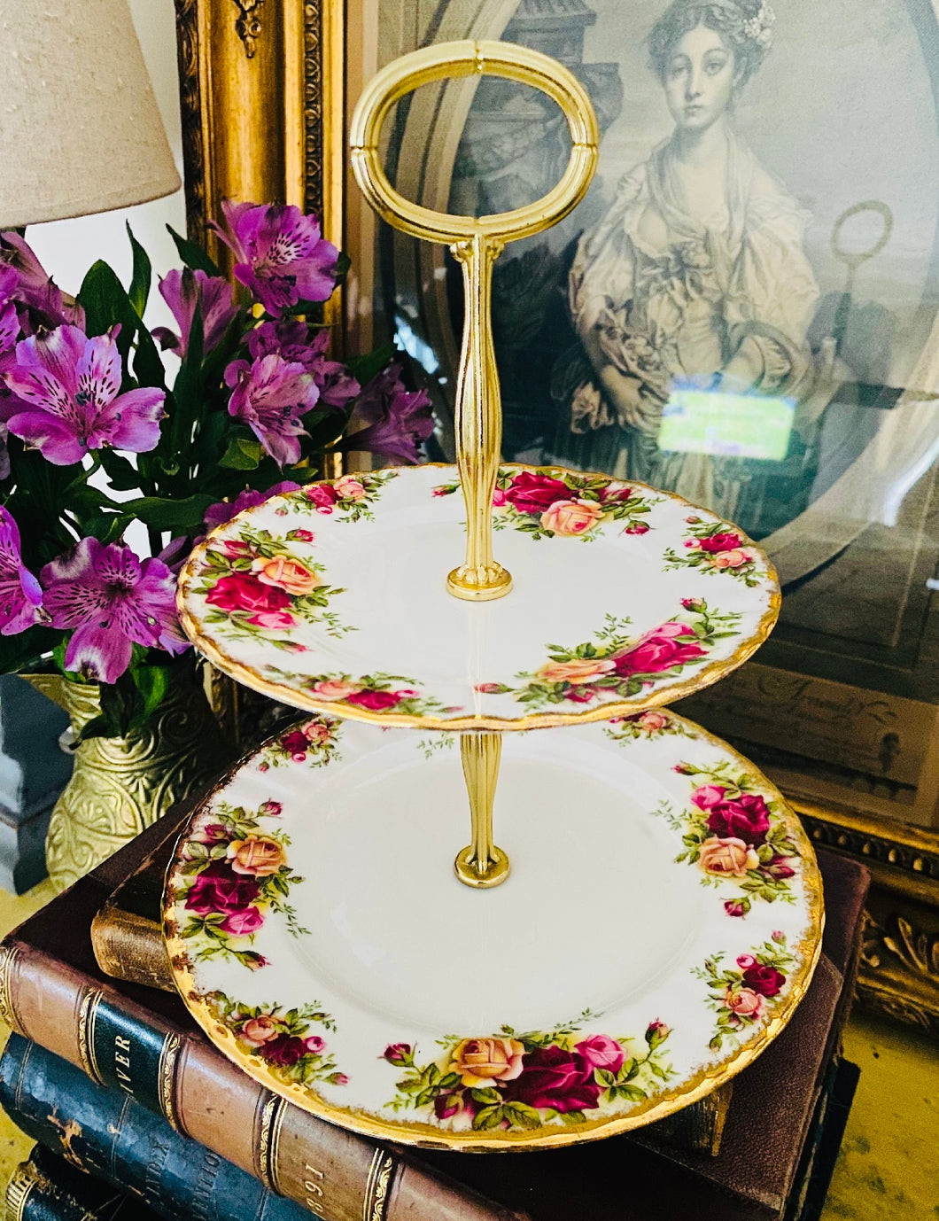Royal Albert 2 tier cake stand Old country roses