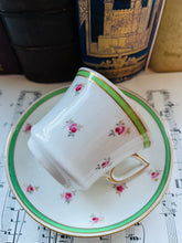 Load image into Gallery viewer, English antique ditsy rose teacup and saucer set c1910
