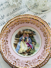 Load image into Gallery viewer, Beautiful pink vintage teacup and saucer set with 22k Gold trim
