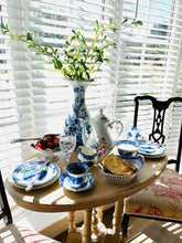 Load image into Gallery viewer, Antique blue and white 21 piece teaset by Heathcote China c1910
