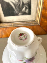 Load image into Gallery viewer, Royal Albert flower of the month teacup and saucer set for March featuring Anenomies
