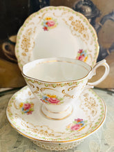 Load image into Gallery viewer, Rare Royal Albert ‘damask’ teacup trio 1940s/50s
