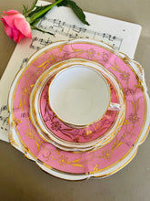 Load image into Gallery viewer, Stunning pink antique teacup quad c1880 ( teacup, saucer , tea plate and cake plate)
