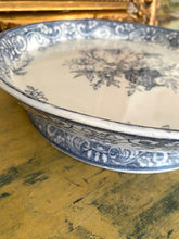 Load image into Gallery viewer, Antique blue and white cheese platter c1880
