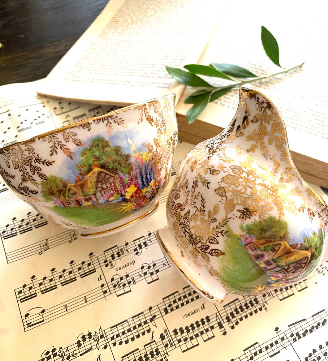 Vintage Colclough Creamer and sugar bowl