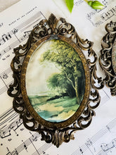 Load image into Gallery viewer, Pair of vintage frames featuring fabric rural scenes
