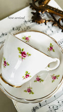 Load image into Gallery viewer, Vintage fine bone china ditsy rose teacup trio
