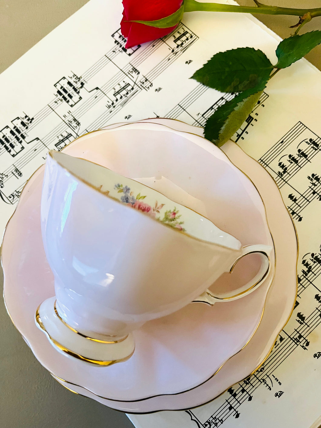 Pretty pink vintage Royal Albert teacup trio