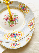 Load image into Gallery viewer, Two tier cake stand made with original vintage plates
