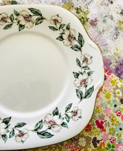 Load image into Gallery viewer, Crown Staffordshire white rose cake plate 24cm
