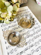 Load image into Gallery viewer, Silver plated tea strainer and drip tray
